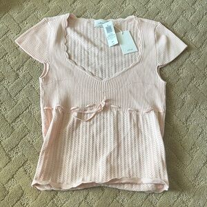 Aritzia Wilfred Soloist Short Sleeve - Soft Seashell Pink (M)